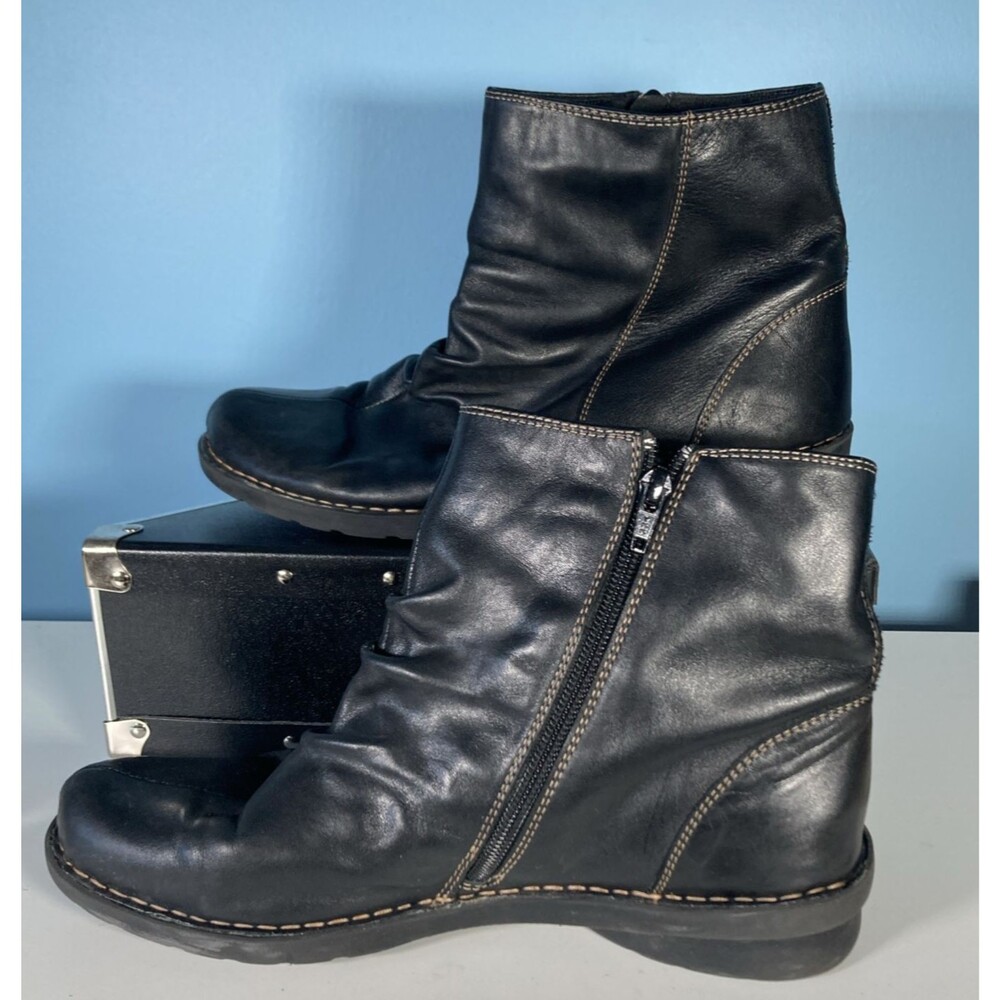 Clarks Black Leather Ankle Boots (Women’s Size 10M) Side Zip